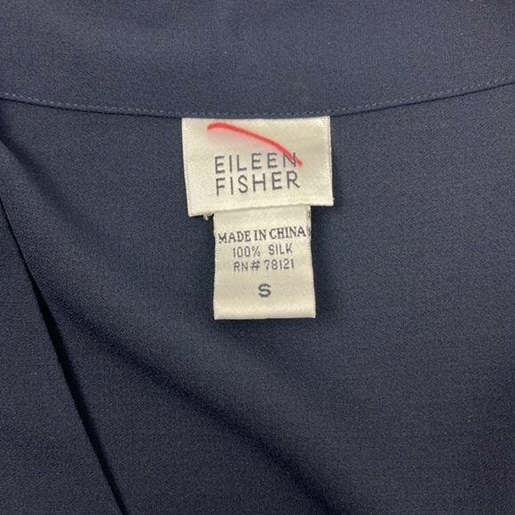 Eileen Fisher One Button Silk Lightweight Cardigan Jacket Navy‎ Blue Size S - Picture 9 of 10